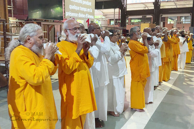 when the ashram started blowing conches